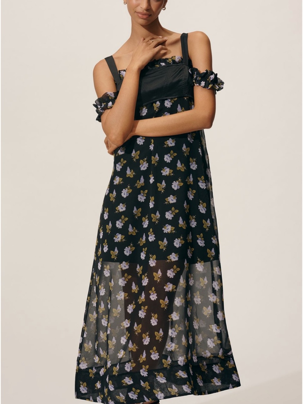 Maeve Anthropologie Off-Shoulder Floral Maxi Dress xxs